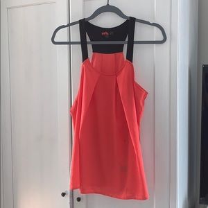 Coral and black flowy, dressy tank